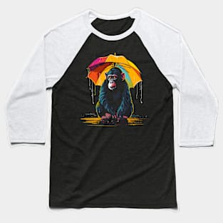 Monkey Rainy Day With Umbrella Baseball T-Shirt